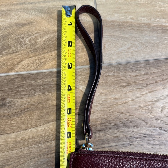 Michael Kors Jet Set Travel Large Pebbled Leather Wristlet Pouch Burgundy - Picture 9 of 9